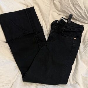 Zara-Black Denim Wide Leg Jeans